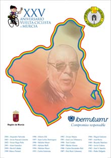 Imangen de Portada del Cartel de los actos conmemorativos del XXV aniversario de la Vuelta Ciclista a Murcia