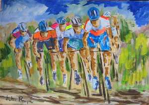 Cuadro de Victor Rosique para la exposici�n conmemorativa del XXV Aniversario de la Vuelta Ciclista a Murcia
