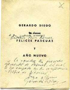 Nota de Gerardo Diego a Antonio P�rez G�mez