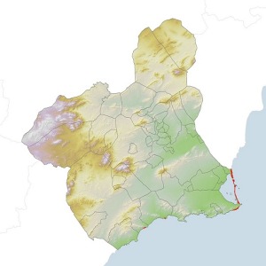 Mapa de distribuci�n del lirio de mar (Pancratium maritimum)