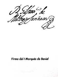 Firma del Marqu�s de Beniel 