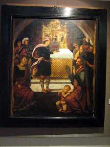 Incendio del altar y milagrosa salvaci�n de la cruz por el mancebo 