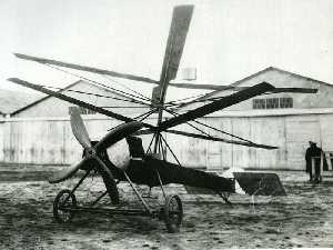 Primera prueba (no vol�) del Autogiro del ingeniero Juan de la Cierva; C-1 (1921-22) 