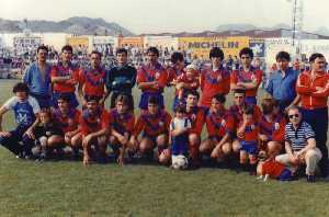 Plantilla del Mazarrn el da del partido de vuelta ante el F.C. Barcelona