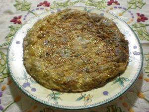 Tortilla de berenjenas, lista para comer