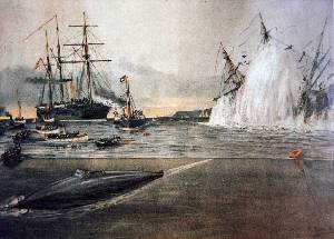 Ilustraci�n de las pruebas del submarino de Peral